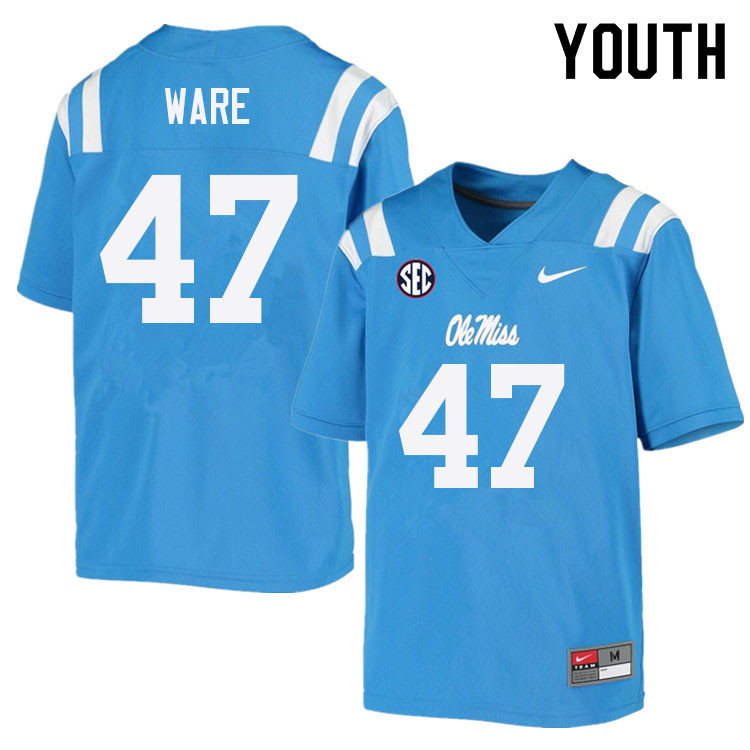 Matt Ware Ole Miss Rebels NCAA Youth Powder Blue #47 Stitched Limited College Football Jersey WCR3358CX